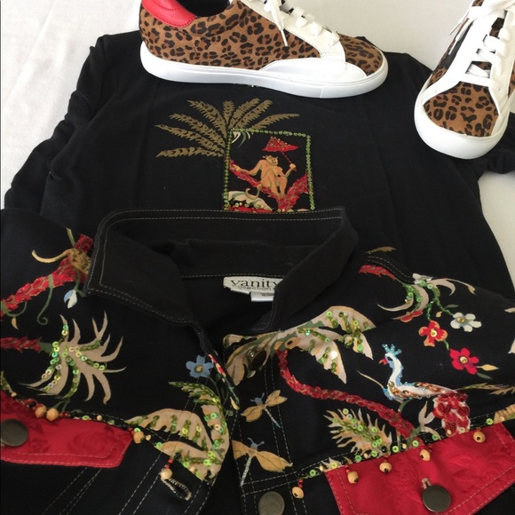 Vanity collection jkt+top black/Animal print small - Picture 7 of 8